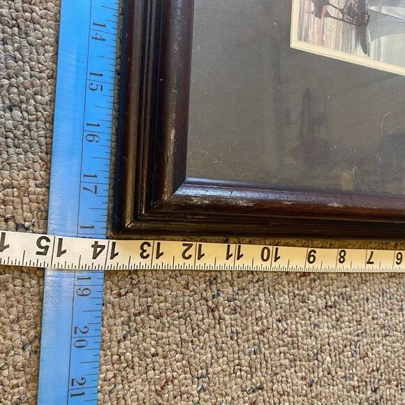 VTG Print Painting Pimpernel Clipper Ships Cork Backed SAILING England Nautical - Picture 2 of 8